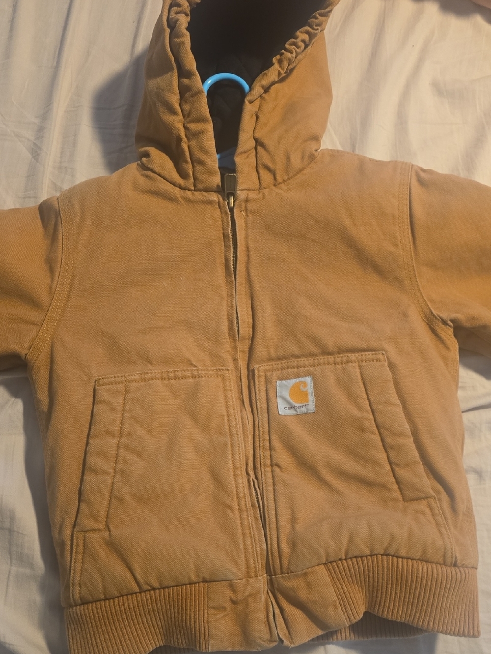 Carhartt Tan Hooded Zip Jacket with Front Pockets